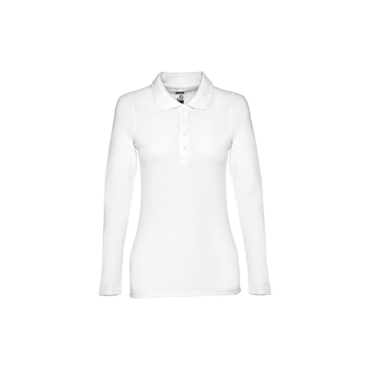 THC BERN WOMEN WH. Damska koszulka polo z długim rękawem z bawełny zgrzebnej – Biała 30144_106 THC BERN WOMEN WH. Damska koszulka polo z długim rękawem z bawełny zgrzebnej - Biała