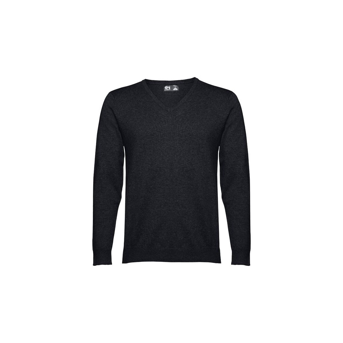 THC MILAN. Męski sweter V-neck z bawełny i poliamidu – Czarny 30149_103 THC MILAN. Męski sweter V-neck z bawełny i poliamidu - Czarny