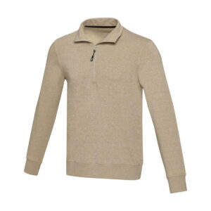 Tin sweter unisex Aware™ z materiałów z recyklingu z zamkiem błyskawicznym na 1/4 długości - piasek pustyni