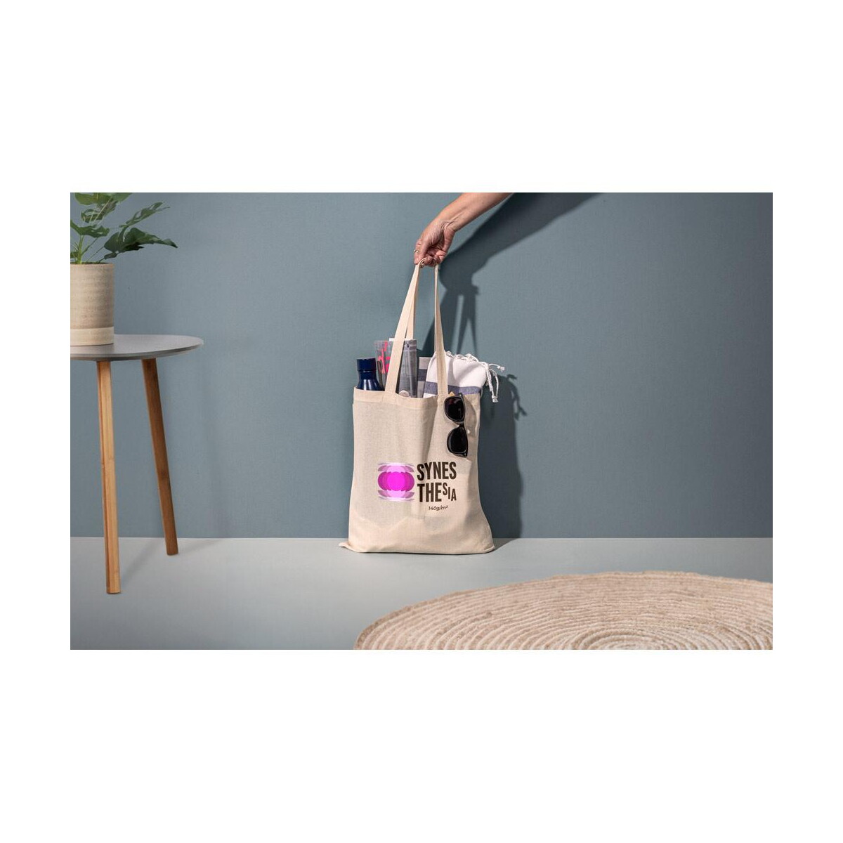 Torby bawełniane z logo – giza. torba z bawełny pochodzącej w 100% z recyklingu (140 g/m²) 92369_amb GIZA. Torba z bawełny pochodzącej w 100% z recyklingu (140 g/m²) 92369_amb