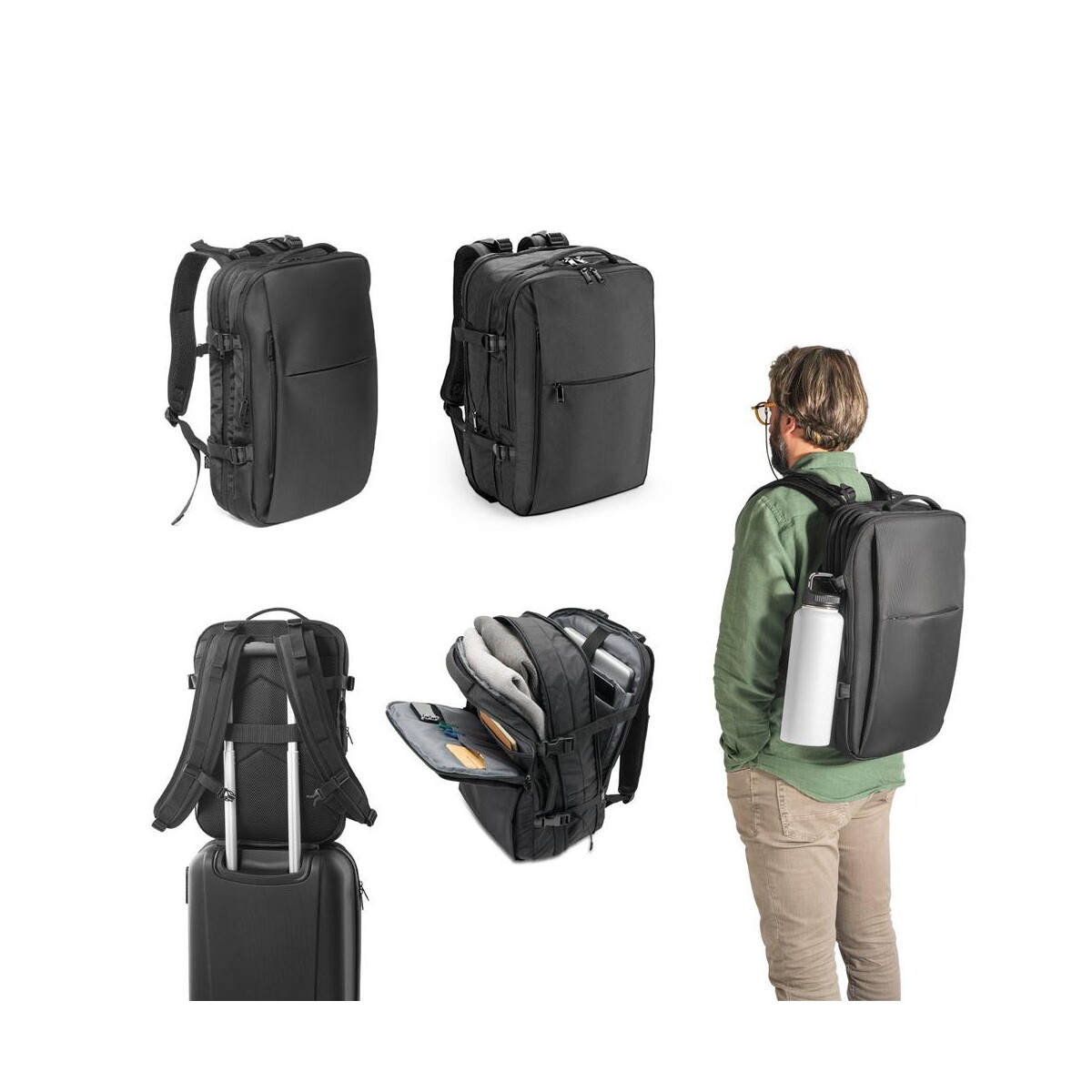 Torby na laptopa z logo – dallas. plecak podróżny z poliestru 600d o wysokiej gęstości z recyklingu na laptopa 17.3” 92318_set DALLAS. Plecak podróżny z poliestru 600D o wysokiej gęstości z recyklingu na laptopa 17.3” 92318_set
