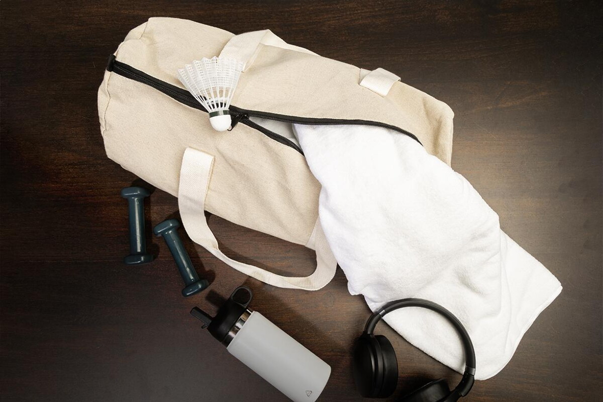 Torby sportowe z logo – rekan duff torba sportowa z recyklingowanego płótna AP800131-00__DG2 Rekan Duff torba sportowa z recyklingowanego płótna AP800131-00__DG2