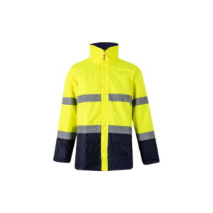 VL THEMIS. Dwukolorowa kurtka (190 g/m²) z poliestru (100%) z powłoką PU - Granatowa/Żółta