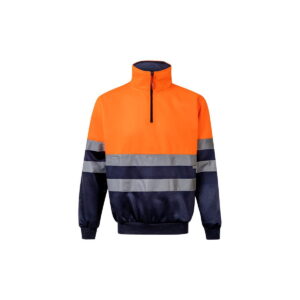 VL THOR. Dwukolorowa bluza (300 g/m²) z polaru poliestrowego (100%) - Granatowa/Pomarańczowa