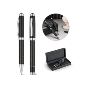CHESS. Zestaw pióro kulkowe i długopis, metal i włókno węglowe z mechanizmem obrotowym 91835_set