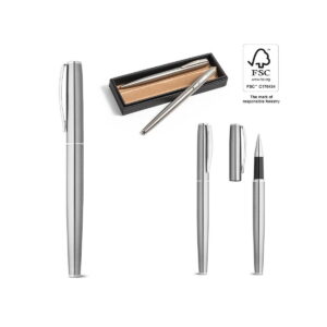 ELLA. Zestaw długopisu i pióra kulkowego z korpusem ze stali nierdzewnej (53% rSS) i klipsem 91781_set