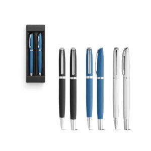 RE-LANDO-SET. Zestaw długopis i pióro kulkowe z korpusem wykonanym w aluminium pochodzącego z recyklingu (100% rAL) 91778_set