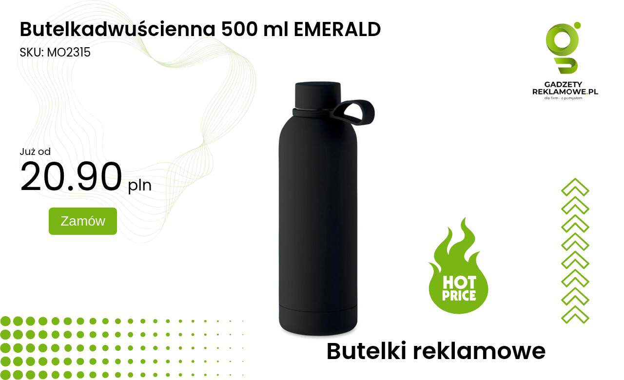 Butelkadwuścienna 500 ml EMERALD Butelka dwuścienna 500 ml koloru emerald