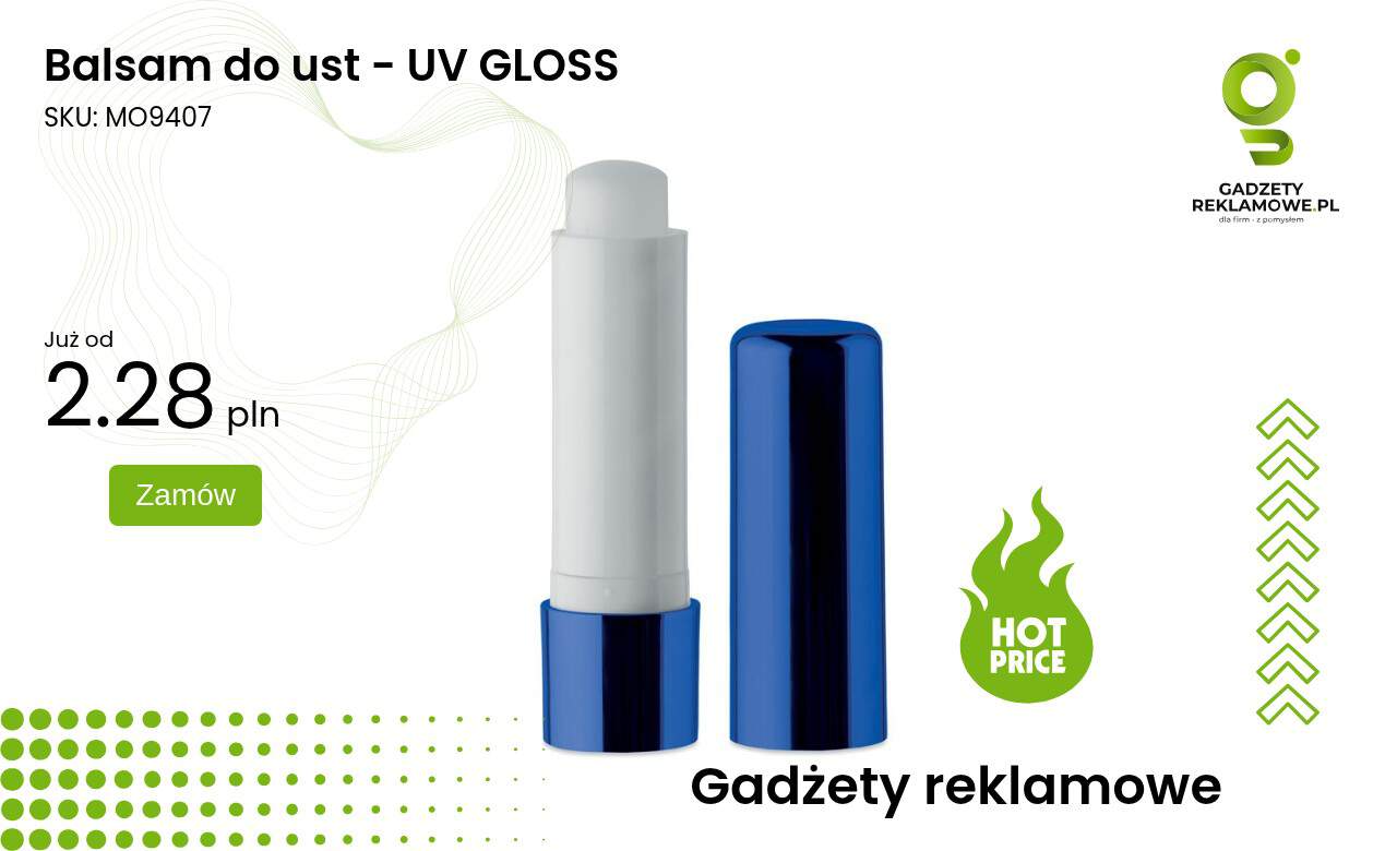 Balsam do ust - UV GLOSS Balsam do ust UV GLOSS w niebieskim opakowaniu, idealny do ochrony ust.