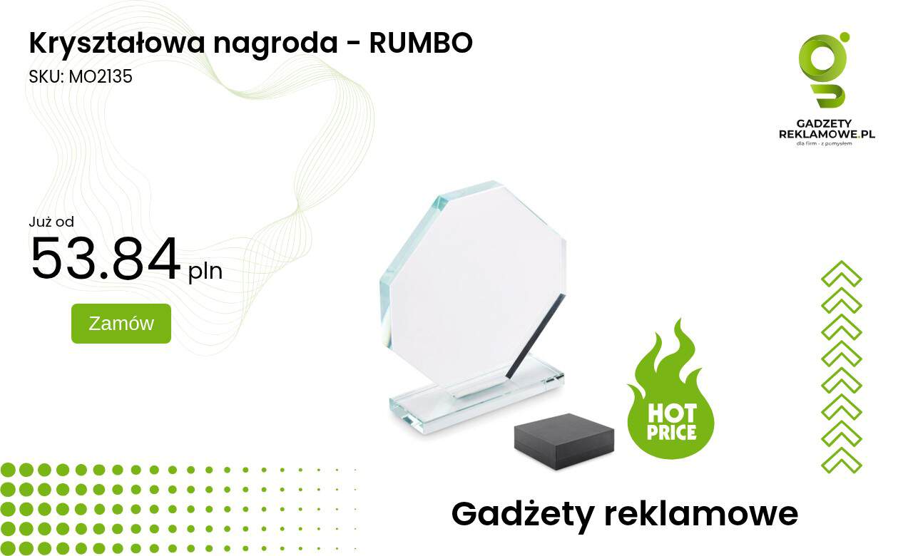 Kryształowa nagroda - RUMBO Kryształowa nagroda RUMBO – elegancki gadżet reklamowy z kryształem. Idealny na promocję i wyróżnien.