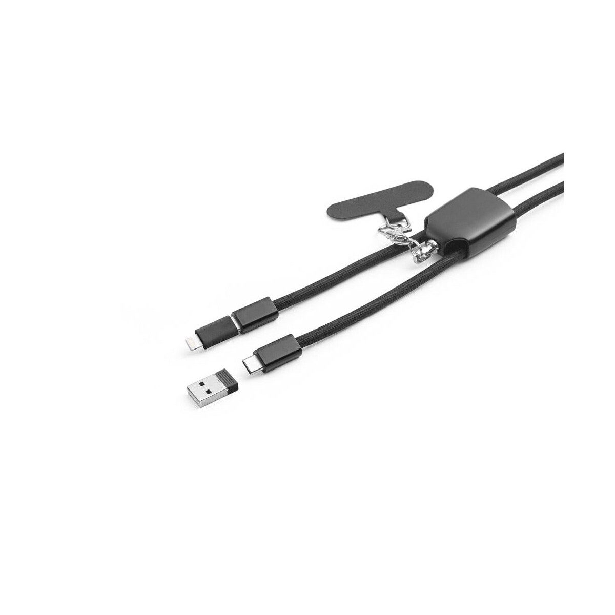 Smycze z logo – zewail. smycz z dołączonym uchwytem na smartfona, kablem usb-c i różnymi adapterami z recyklingowanego abs i recyklingowanego tpe 97194_103-d ZEWAIL. Smycz z dołączonym uchwytem na smartfona, kablem USB-C i różnymi adapterami z recyklingowanego ABS i recyklingowanego TPE 97194_103-d