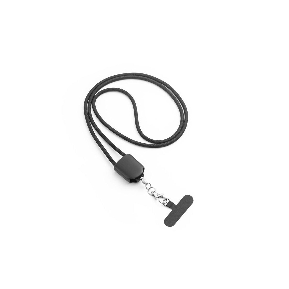 ZEWAIL. Smycz z dołączonym uchwytem na smartfona, kablem USB-C i różnymi adapterami z recyklingowanego ABS i recyklingowanego TPE – Czarna 97194_103 ZEWAIL. Smycz z dołączonym uchwytem na smartfona, kablem USB-C i różnymi adapterami z recyklingowanego ABS i recyklingowanego TPE - Czarna