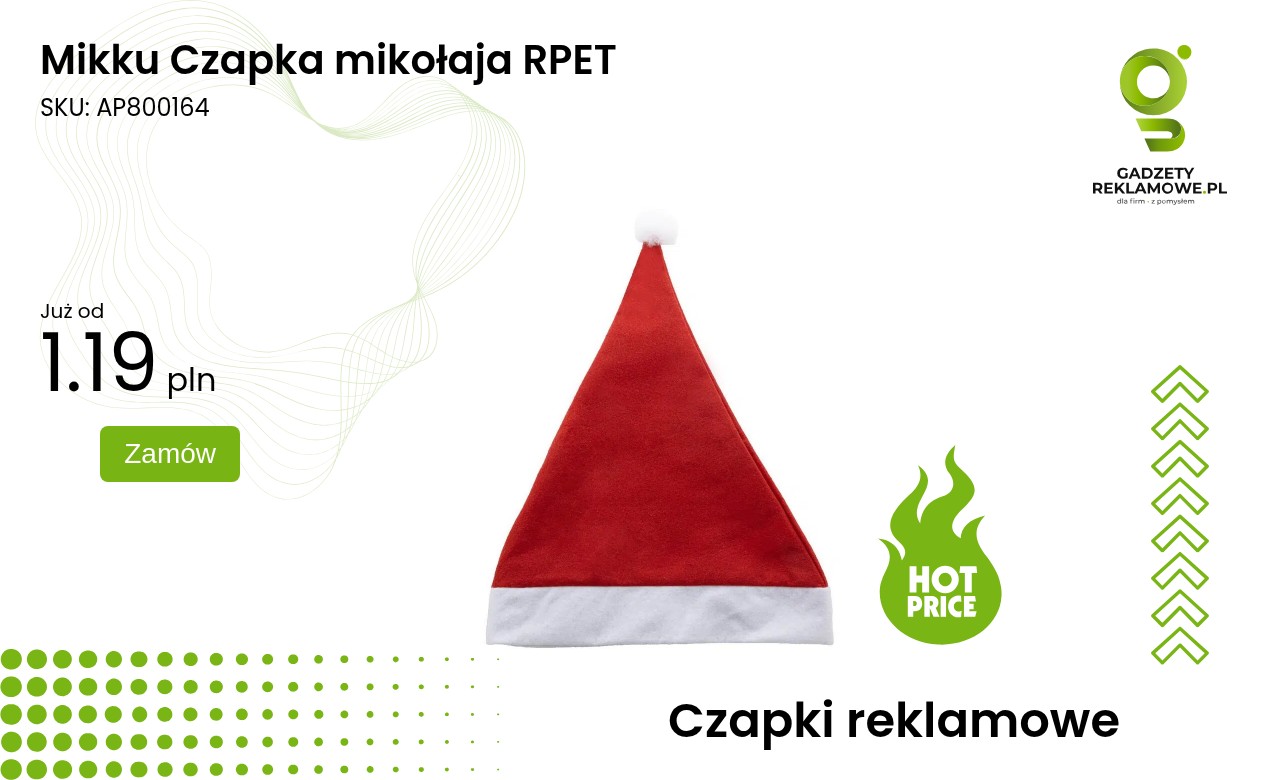 Mikku Czapka mikołaja RPET Czapka Mikołaja z materiału RPET marki Mikku