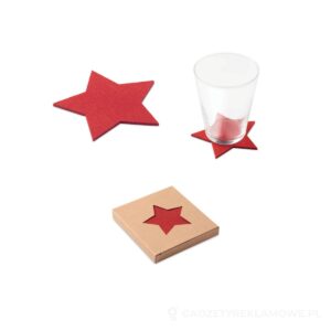 Zestaw 4 podkładek, RPET filc STARGUARD - czerwony – zdjęcia produktu