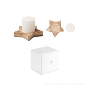Świeca na drewnianej podstawce LOTUS