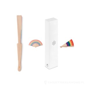 Tęczowy drewniany wachlarz BOWFAN