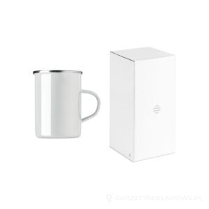 Metalowy emaliowany kubek SILVER - biały – zdjęcia produktu