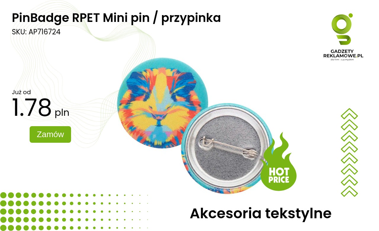 PinBadge RPET Mini pin / przypinka Przypinka PinBadge RPET Mini w kolorze Recyclingowy