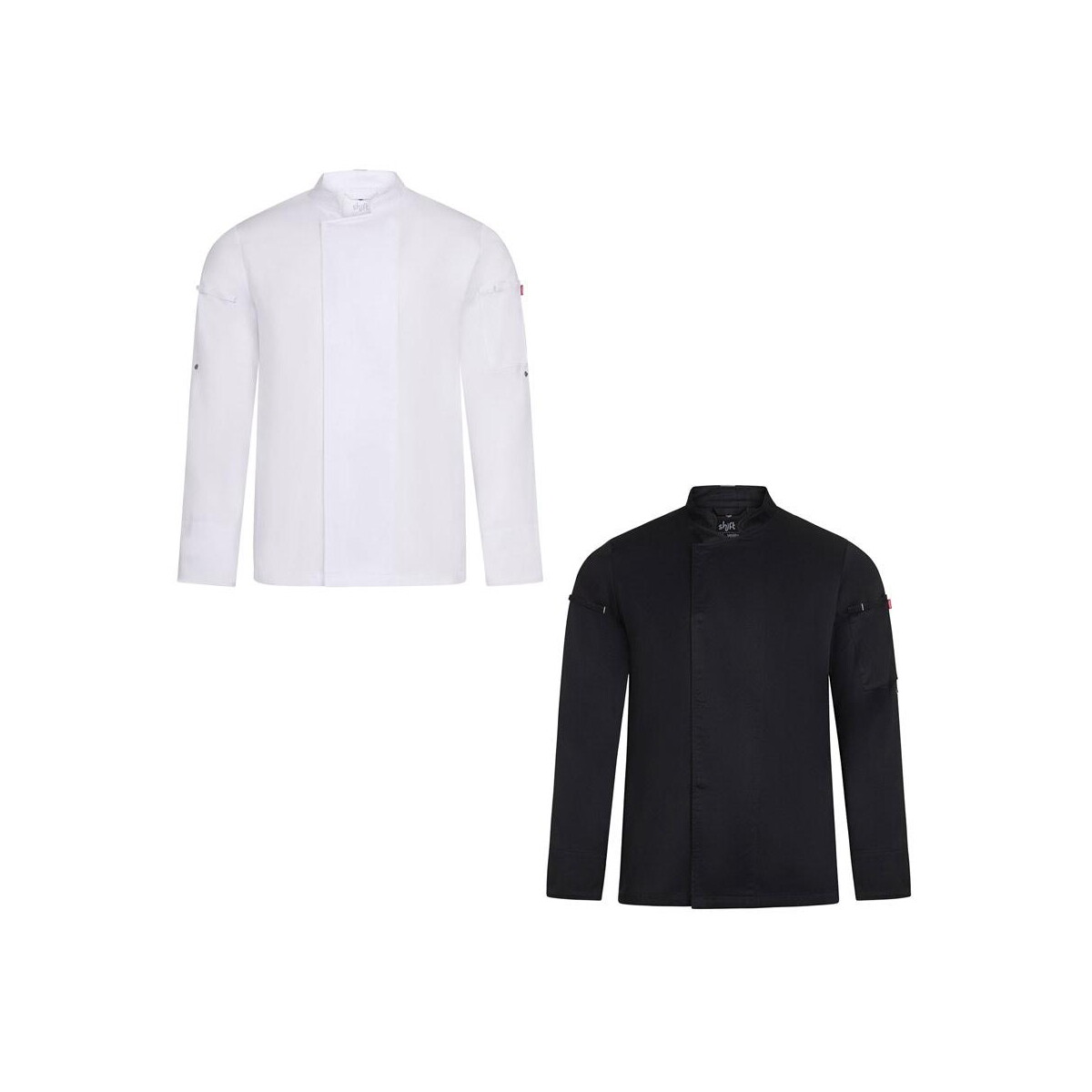 Fartuchy z logo – vl agni. kurtka kucharska unisex (190 g/m²) z bawełny (35%) i poliestru z recyklingu (65%) 36161_set VL AGNI. Kurtka kucharska unisex (190 g/m²) z bawełny (35%) i poliestru z recyklingu (65%) 36161_set