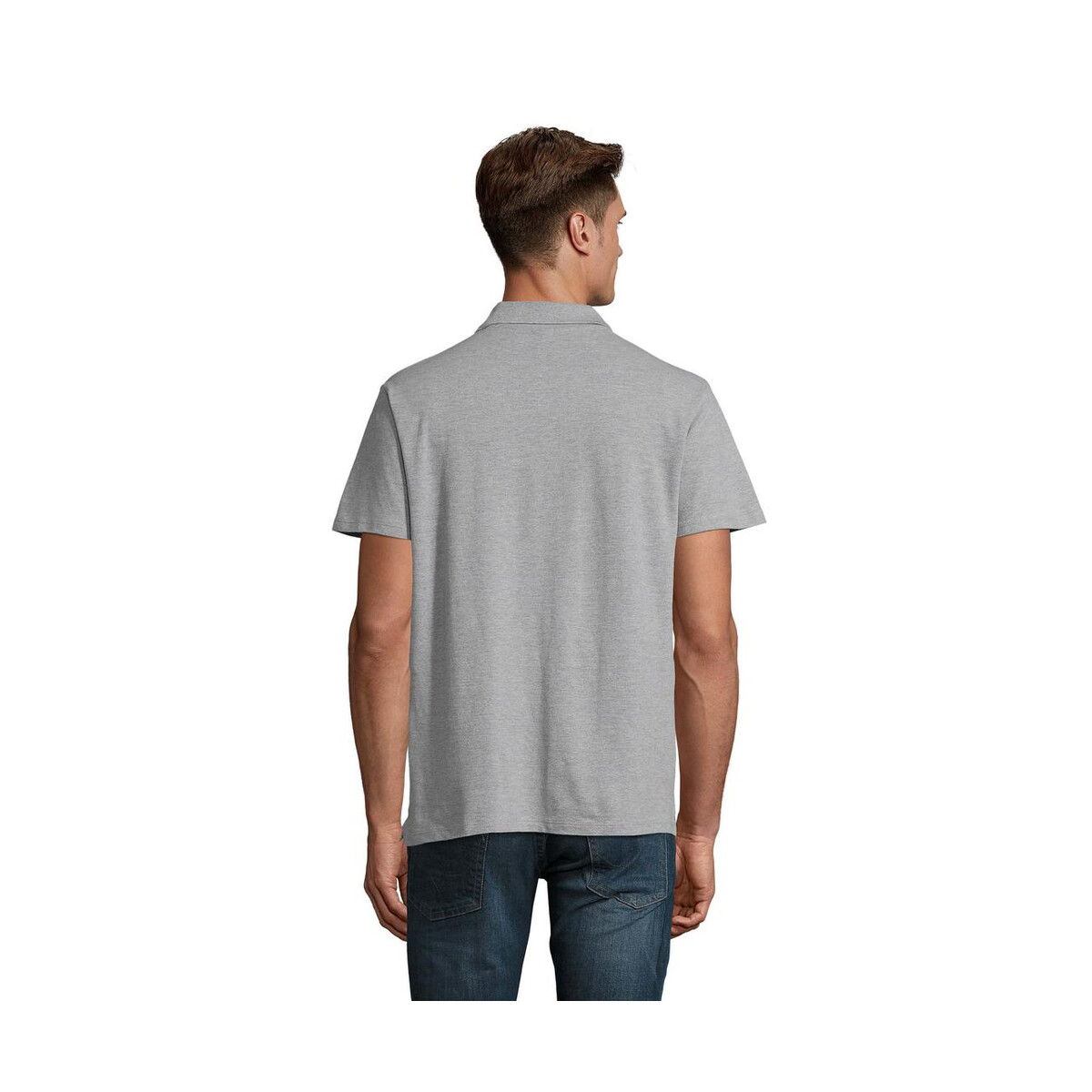 Koszulki polo z logo – spring ii men polo 210g spring ii s11362-gy-back SPRING II MEN Polo 210g SPRING II s11362-gy-back