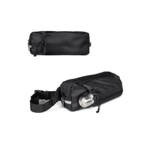 DELFOS POUCH SHINY. Torba biodrowa z 300D poliestru pochodzącego (błyszczące wykończenie) i 600D poliestru pochodzącego z elementami odblaskowymi 92091a_set