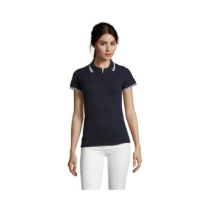PASADENA damskie polo 200g PASADENA WOMEN - Francuski granatowy/biały - M