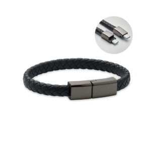 Pleciona bransoletka z USB-C FAULETI CHARGE - czarna