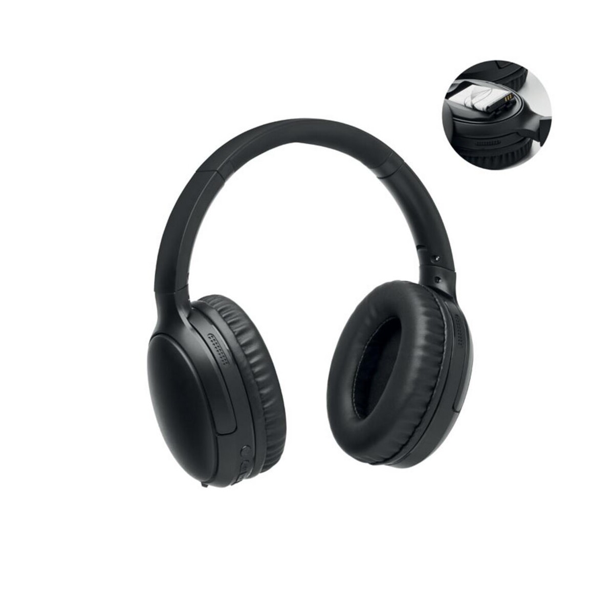 Słuchawki z logo – słuchawki składane w woreczku echo mo3141-03 Słuchawki składane w woreczku ECHO mo3141-03