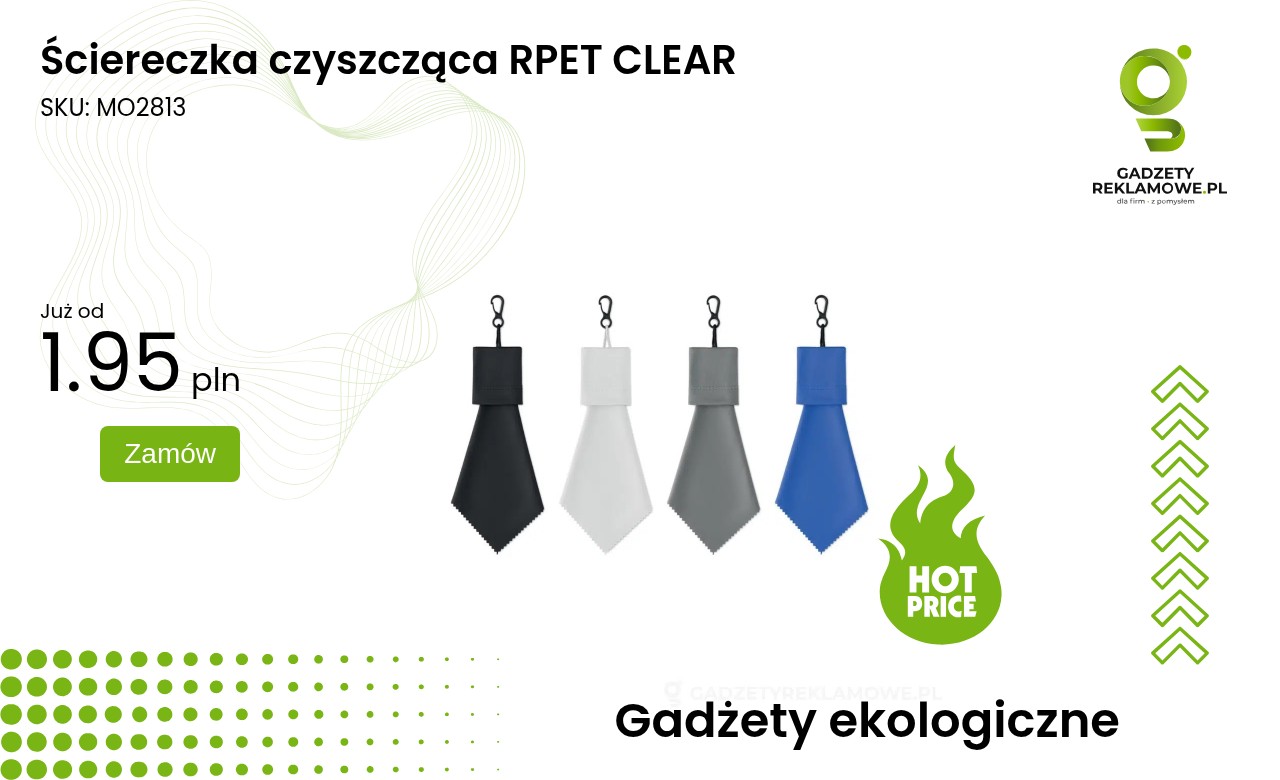 Ściereczka czyszcząca RPET CLEAR Biała ściereczka wykonana z recyclowanego RPET