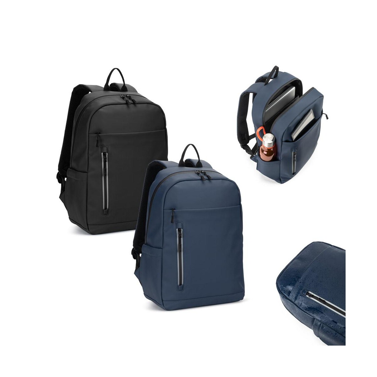 Torby na laptopa z logo – noumea. plecak na laptopa (16″) z pu, z wodoodpornymi zamkami 92543_set NOUMEA. Plecak na laptopa (16