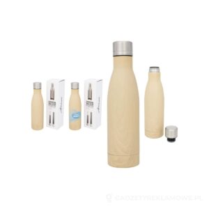 Vasa butelka z powierzchnią imitującą drewno oraz miedzianą izolacją próżniową o pojemności 500 ml - brazowy – zdjęcia produktu