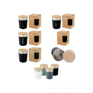Lagan Miedziany kubek ze stali nierdzewnej o pojemności 330 ml, izolowany próżniowo, z bambusową pokrywką - czarny – zdjęcia produktu