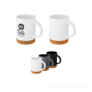 Neiva Kubek ceramiczny o pojemności 425 ml z korkową podstawą - biały – zdjęcia produktu