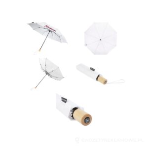 Składany wiatroodporny parasol 51 cm z PET z recyklingu Birgit - biały – zdjęcia produktu