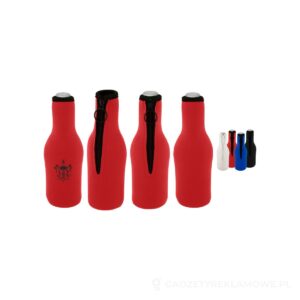 Uchwyt na butelkę z neoprenu z recyklingu Fris - czerwony – zdjęcia produktu