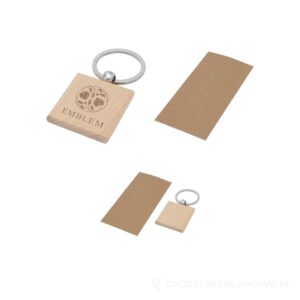 Kwadratowy brelok do kluczy Gioia z drewna bukowego - piasek pustyni – zdjęcia produktu