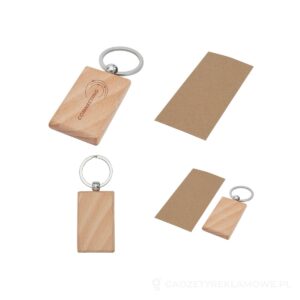 Prostokątny brelok do kluczy Gian z drewna z brzozy - piasek pustyni – zdjęcia produktu