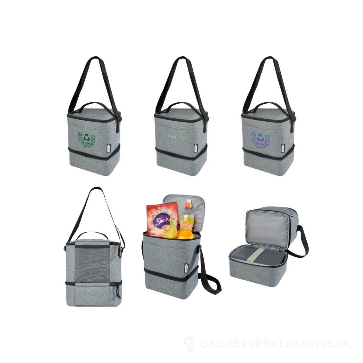 12061580-wariant-watermark Torba termoizolacyjna na lunch Tundra mieszcząca 9 puszek, wykonana z plastiku PET z recyklingu - szary – zdjęcia produktu