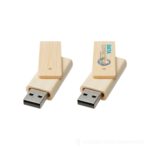 Pamięć USB Rotate o pojemności 8 GB wykonana z bambusa - biały – zdjęcia produktu