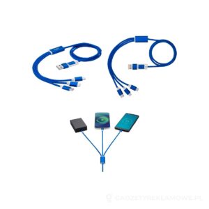 Kabel do ładowania 5 w 1 z podwójnym wejściem Versatile - niebieski – zdjęcia produktu