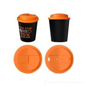 Kubek Americano® Espresso Eco z recyklingu o pojemności 250 ml z pokrywą odporną na zalanie – zdjęcia produktu