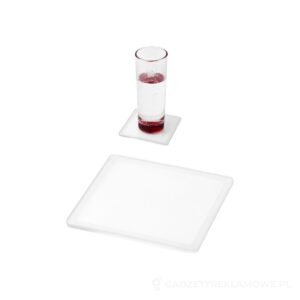 Kwadratowa podkładka Ellison wykonana z tworzywa sztucznego z papierową wkładką - biały – zdjęcia produktu