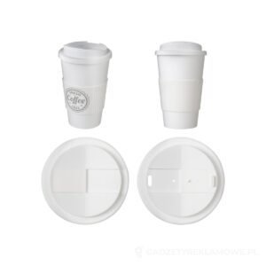 Americano® 350 ml tumbler with grip & spill-proof lid - biały – zdjęcia produktu
