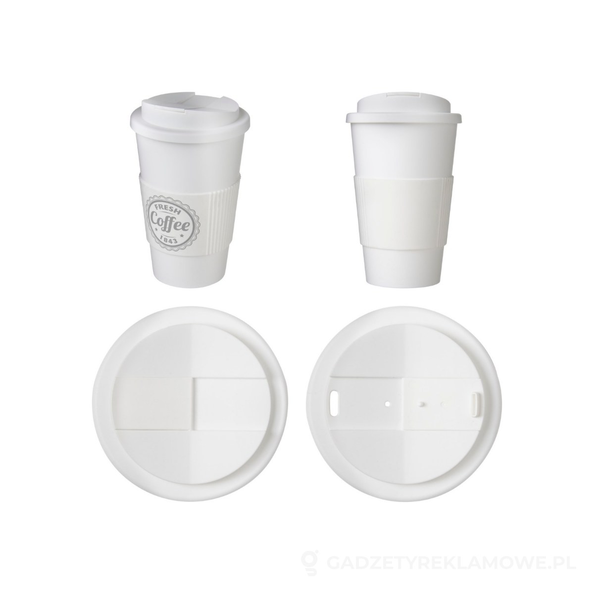 21069603-wariant-watermark Americano® 350 ml tumbler with grip & spill-proof lid - biały – zdjęcia produktu