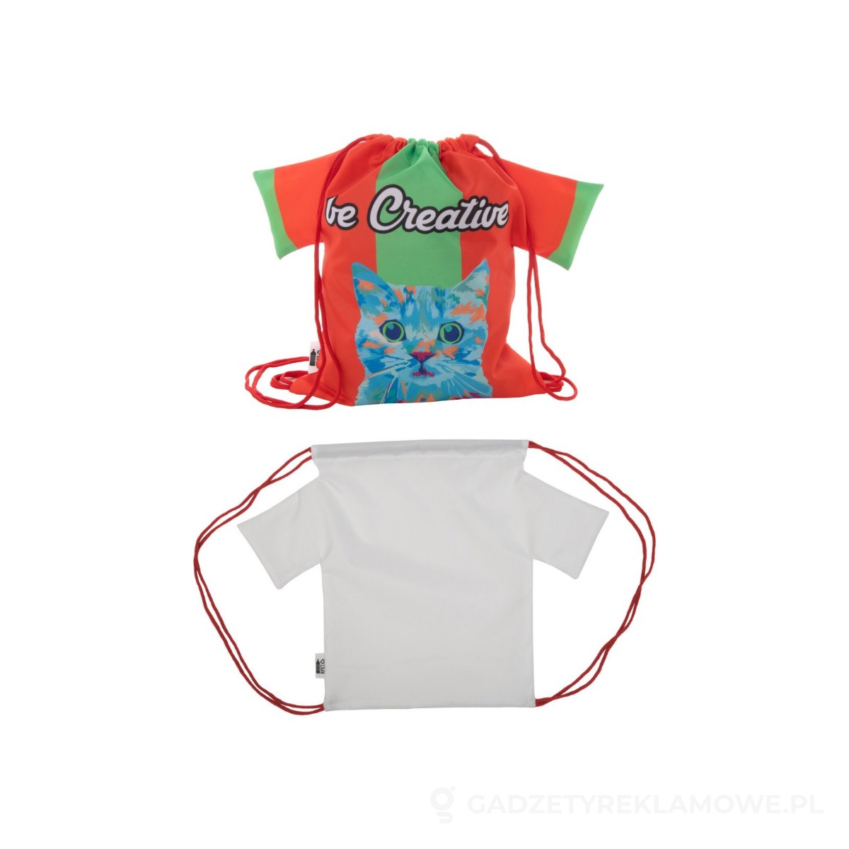 AP716553-05-wariant-watermark CreaDraw T Kids RPET personalizowany worek ze sznurkami dla dzieci - czerwony – zdjęcia produktu