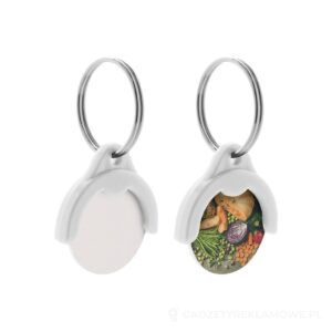 Token żeton do wózków sklepowych z brelokiem - biały – zdjęcia produktu