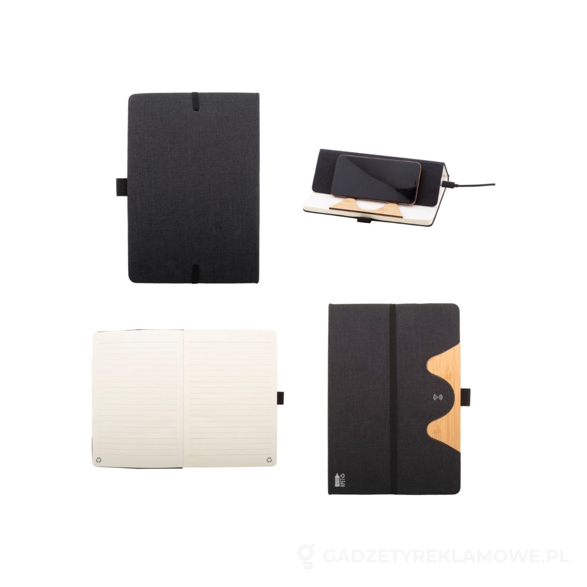 AP864032-10-wariant-watermark Chatom notes z ładowarką indukcyjną RPET - czarny – zdjęcia produktu