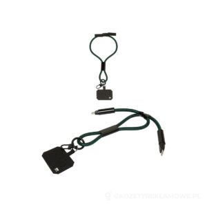 CuffCharge smycz na nadgarstek, uchwyt na telefon, kabel 60W RPET - ciemnozielony – zdjęcia produktu