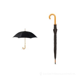Parasol z drewnianą rączką CUMULI - czarny – zdjęcia produktu