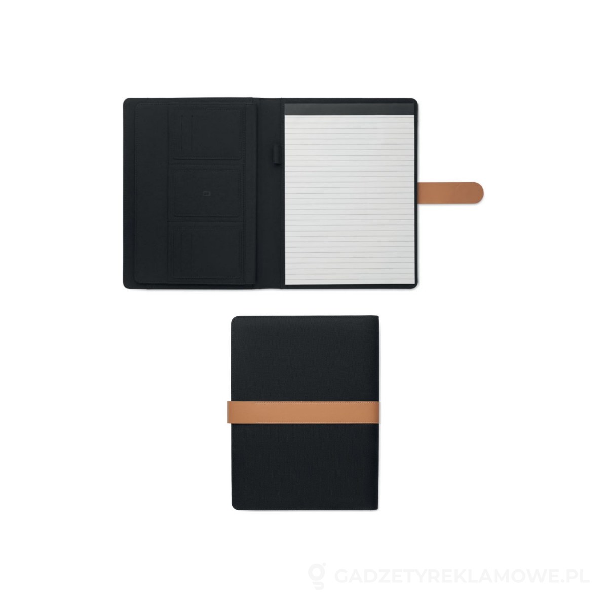 MO2361-03-wariant-watermark Teczka konferencyjna A4 RPET FAUX - czarny – zdjęcia produktu